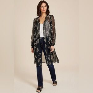 Maurices XXL Black Hay Leaf long sleeve kimono